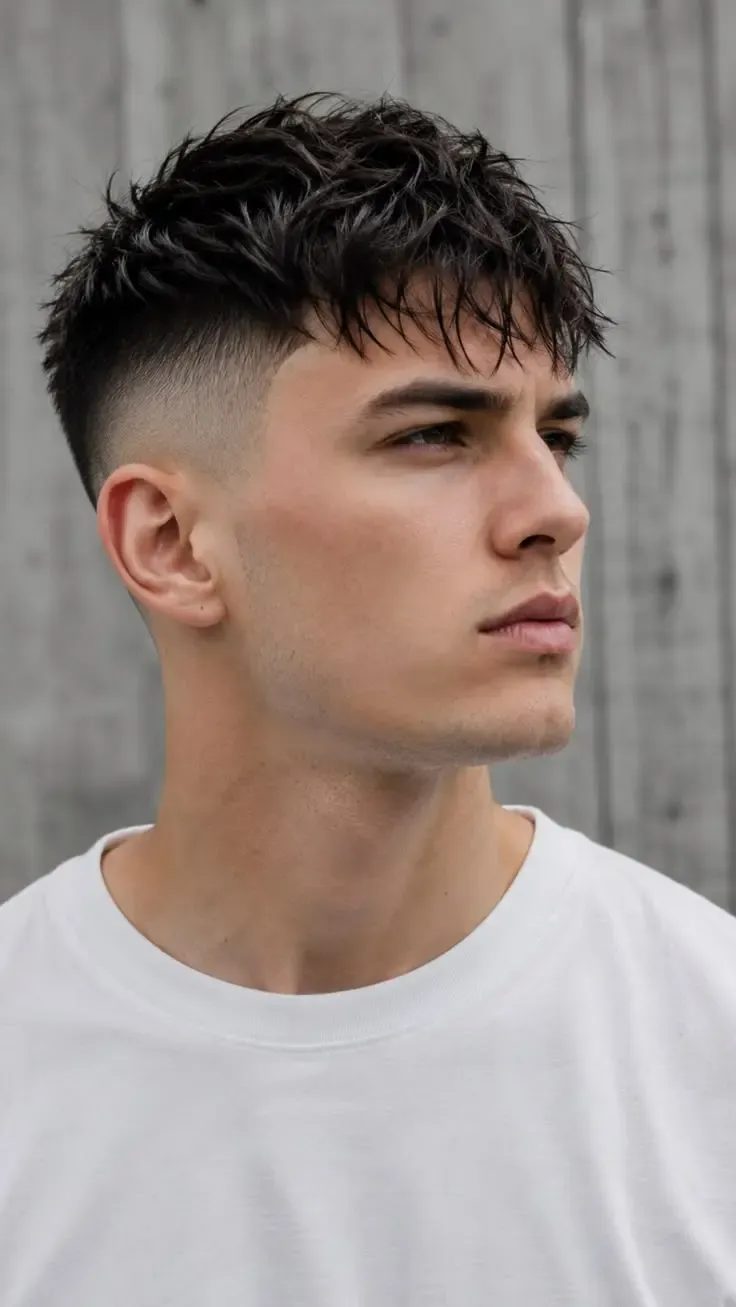 Cliente de perfil con textured crop y mid fade